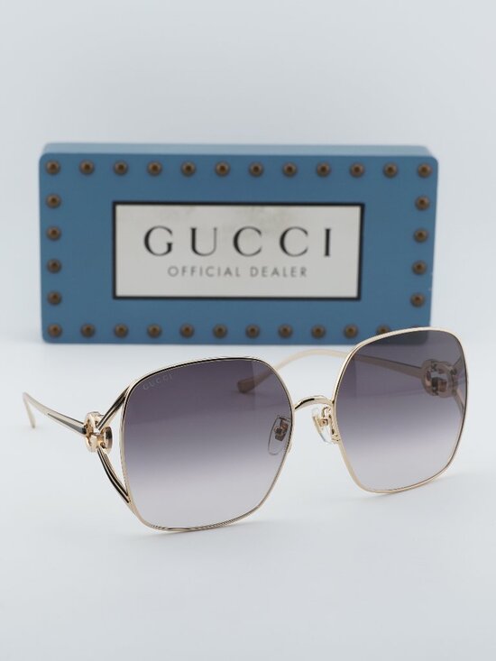 Gucci GG1323S 001 Square Sunglasses - Gold / Grey main image 12